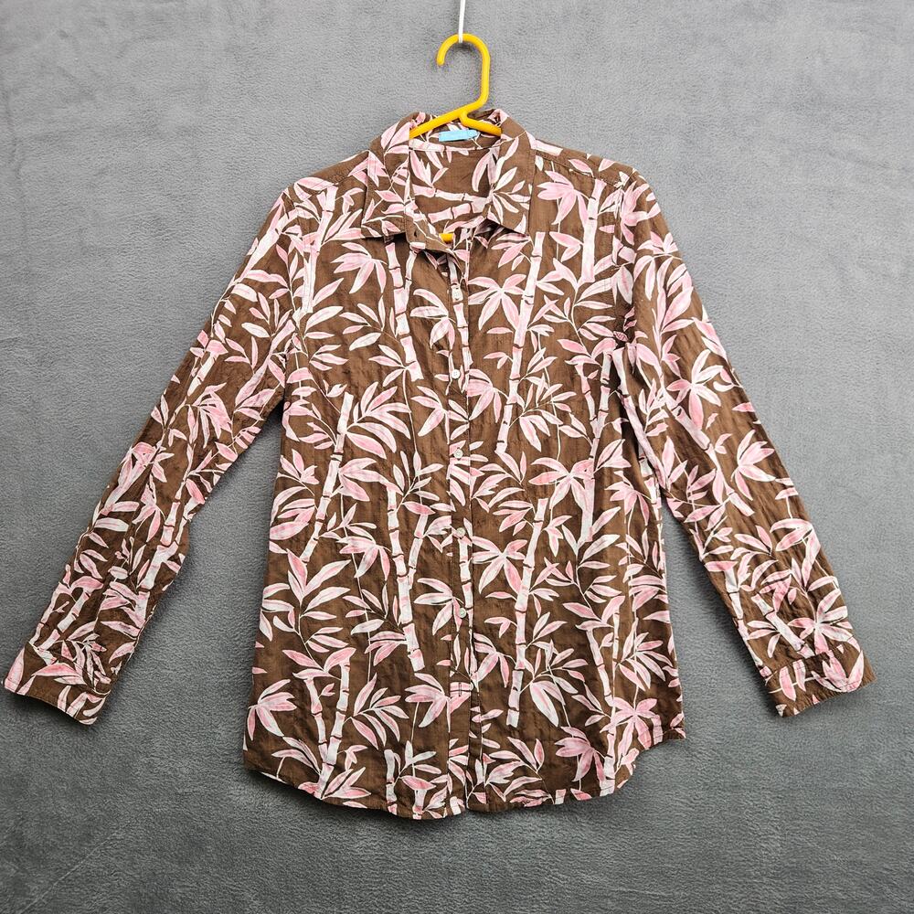 J.Mclaughlin Long‎ Sleeve Lois Blouse Women's XS Brown/Pink Bamboo Grove